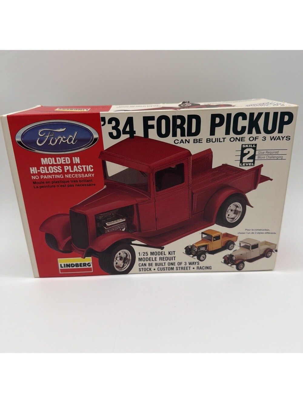 LINDBERG 1934 34 FORD PICKUP 3 IN 1 1/25 MODEL KIT NEW OPEN BOX